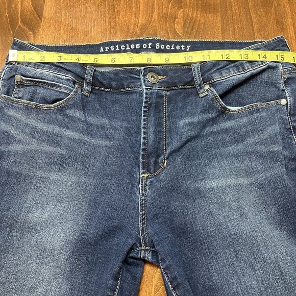 Articles of Society Jeans Womens 31 Dark Wash Blue Denim Raw Hem Stretch Skinny - Picture 9 of 16